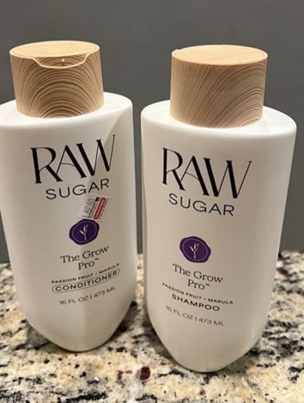 Raw Sugar The Grow Pro Shampoo & Conditioner - White with Wood Caps